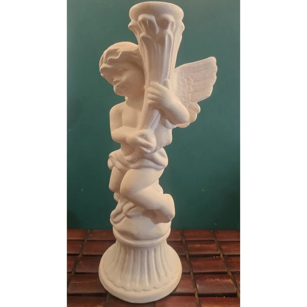 Vintage Ceramic Cherub Candle Holder 12.5